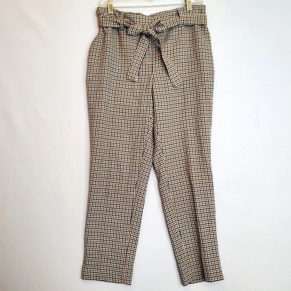 Nicole Miller Women Pants Medium Stretch High Waist Houndstooth Eclectic Retro
